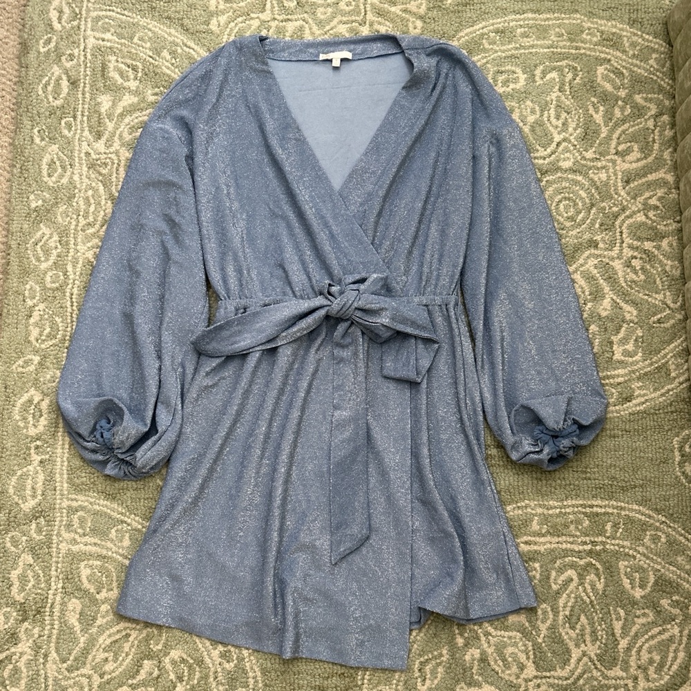 Shimmering Blue Wrap Dress